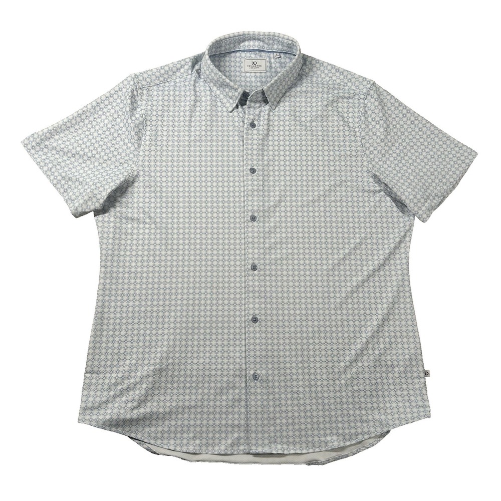 7 Diamonds Shirt Mens XL 4-Way Stretch Geometric Camp Button Up Tropical Preppy